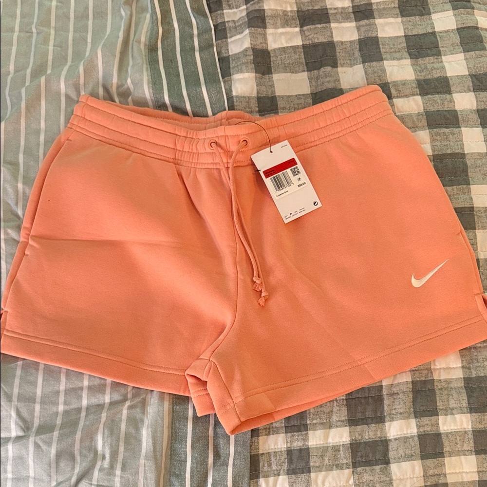 Nike Women's Peach Pull-On Athletic Shorts with White Swoosh NWT Large